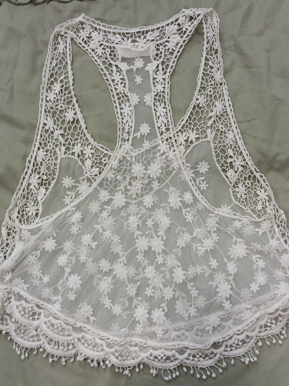 Abercrombie & Fitch White Floral Lace Racerback Camisole XS Cottagecore Boho